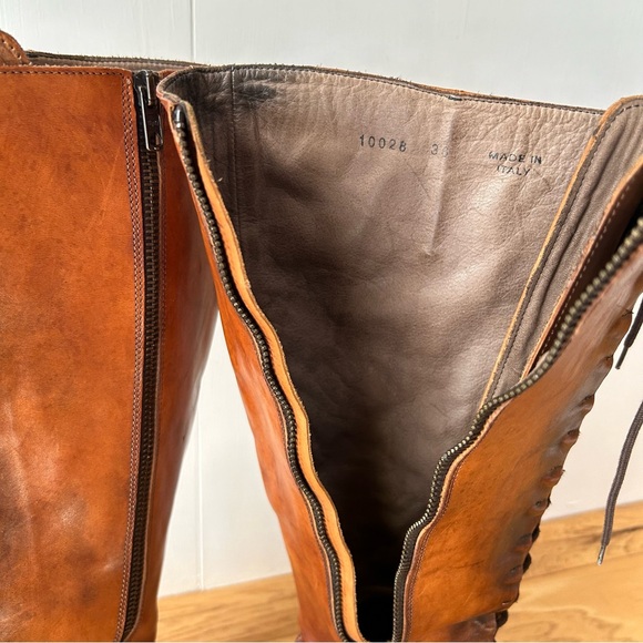 I.N.K. Lace Up Knee High Boot Brown Leather 36 Made in Italy Boho Bohemian Boots - Picture 7 of 8